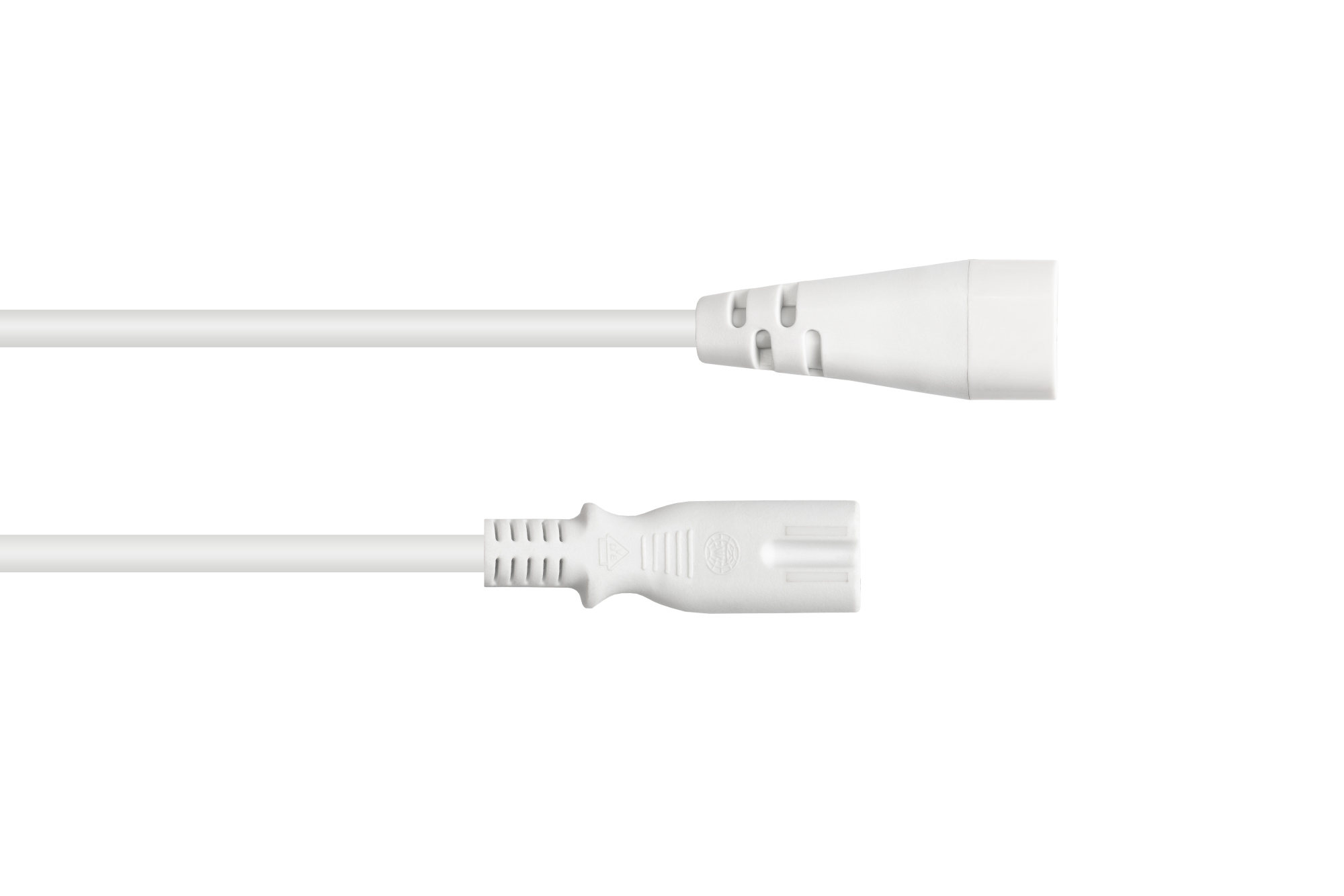Euro-Verlängerung C8 Stecker (gerade) an C7/Euro 8 Buchse (gerade), weiß, 0,75 mm², 2 m, Good Connections®