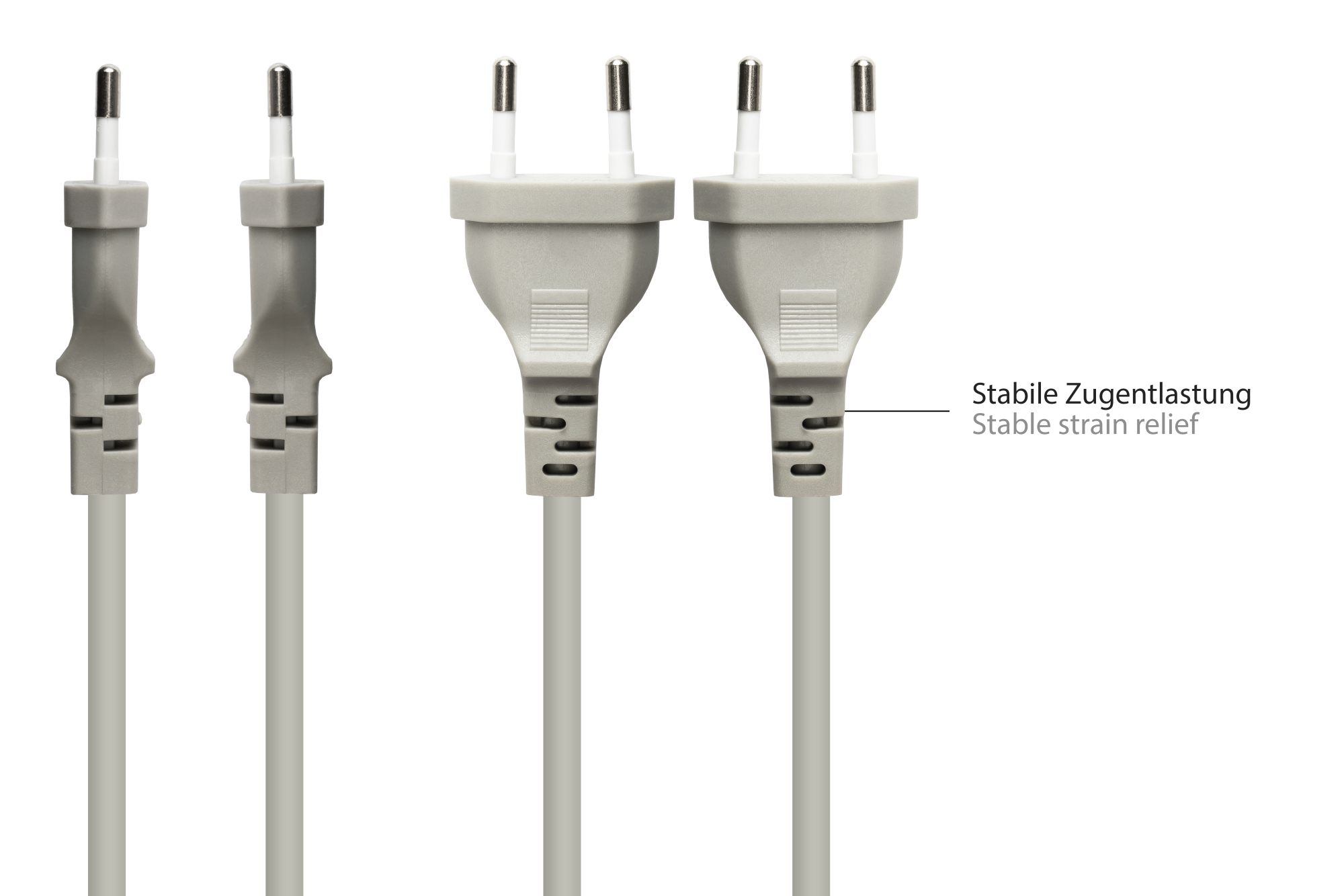 Euro-Netzkabel Euro-Stecker Typ C (gerade) an C7/Euro 8 Buchse (gerade), grau, 0,75 mm², 1,8 m, Good Connections®