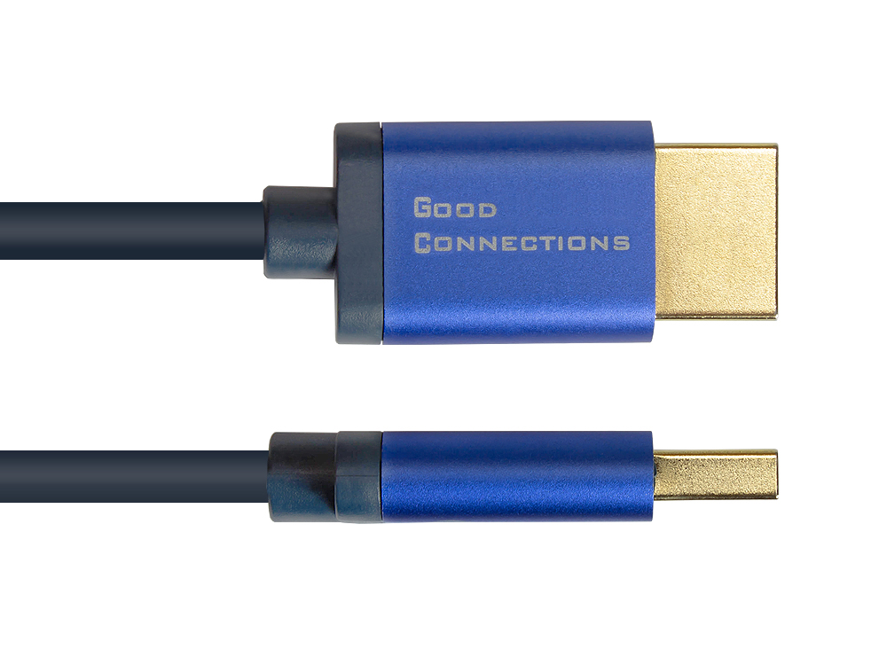 Ultra-High-Speed HDMI® 2.1 SmartFLEX cable, 8K UHD-2 / 4K UHD, aluminum housing, CU, dark blue, 2m, Good Connections®