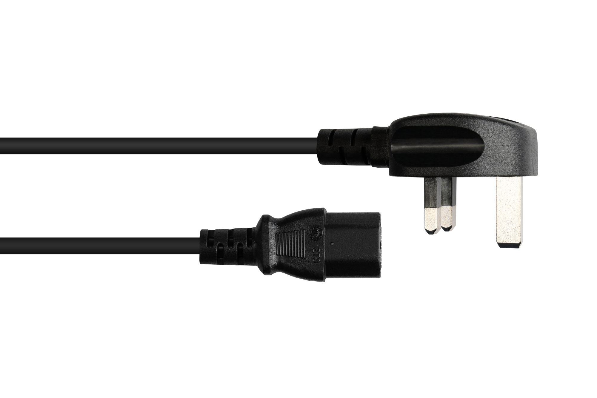 Power cord UK mains plug Typ G (BS 1363) to C13 (straight), 10A, ASTA, black, 1,00 mm², 3 m, Good Connections®