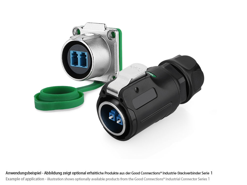 Industrial Connector S1 - Fibre optic cable, Plug LC with click-lock to Plug LC, 1 Gpbs, M24, IP65/67, 3m, Good Connections®