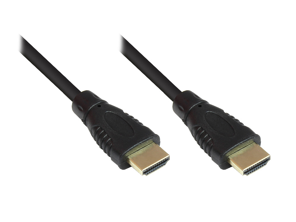 Anschlusskabel High-Speed-HDMI®-Kabel mit Ethernet, vergoldete Stecker, schwarz, 0,75m, Good Connections®