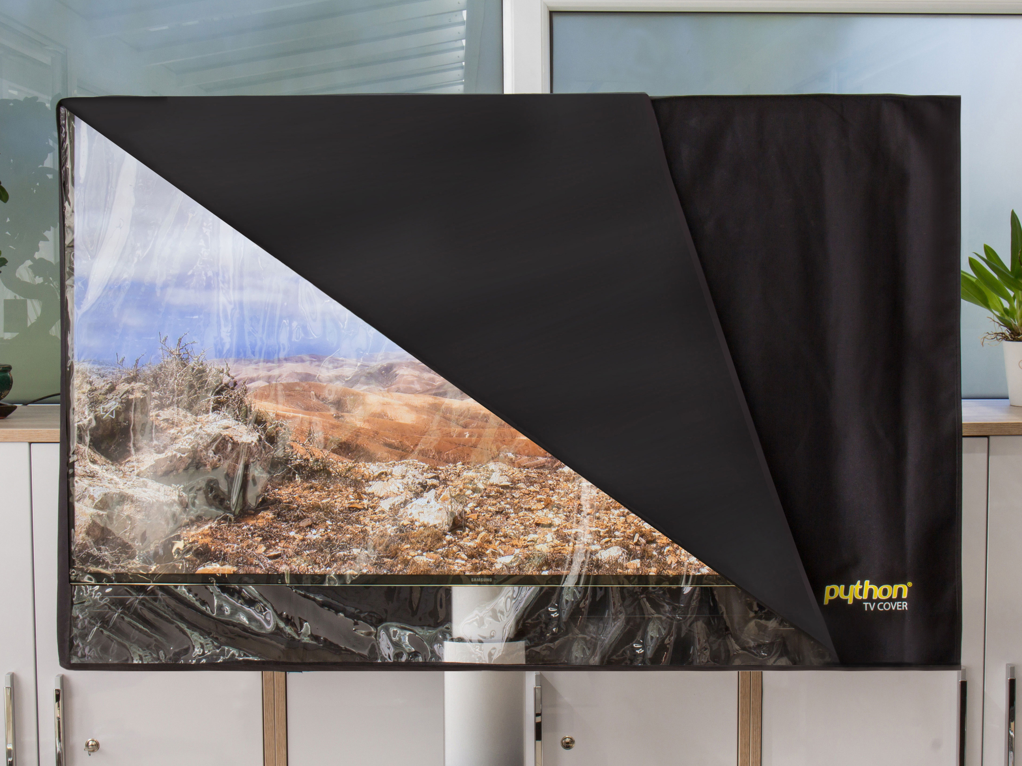 Python® Series TV-Cover Indoor/Outdoor – wetterfester Universalschutz for Ihr TV or Monitor, 58x38 cm, 22“ up to 24“