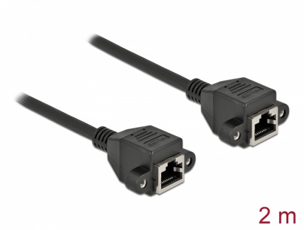 Netzwerk Verlängerungskabel S/FTP RJ45 Buchse zu RJ45 Buchse Cat.6A 2 m schwarz, Delock® [87010]