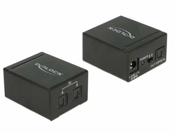 TOSLINK Switch, 2x TOSLINK in an 1x TOSLINK out, Delock® [18767]