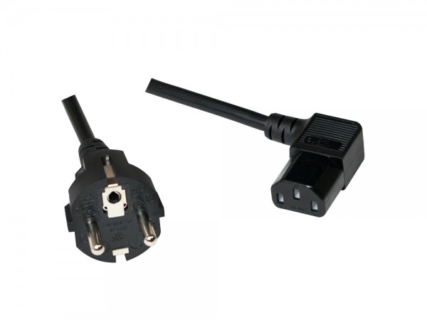 Netzkabel Schutzkontakt-Stecker auf C13 Buchse gewinkelt, schwarz, 2m, LogiLink® [CP117]