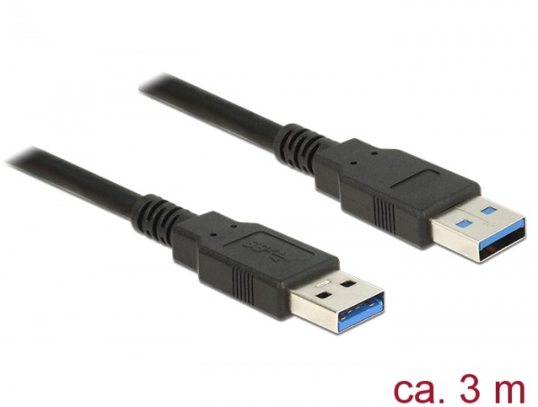 Kabel USB 3.0 Typ-A Stecker an USB 3.0 Typ-A Stecker, schwarz, 3,0m, Delock® [85063]