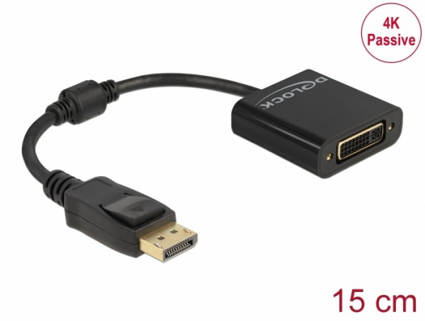 Adapter DisplayPort 1.2 Stecker zu DVI Buchse 4K Passiv schwarz, Delock® [61023]