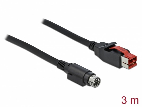 PoweredUSB Kabel Stecker 24 V zu Mini-DIN 3 Pin Stecker 3 m für POS Drucker und Terminals, Delock® [85947]