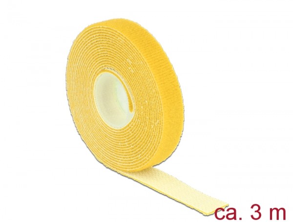 Klett-Kabelbinder L 3m x B 13mm, Rolle, gelb, Delock® [18734]