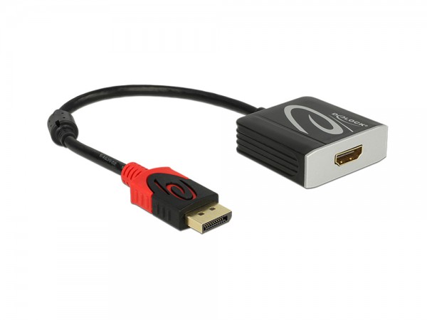 Adapterkabel DisplayPort 1.2 Stecker an HDMI 2.0 Buchse, 4K, 60Hz Aktiv, schwarz, 0,2m, Delock® [62734]