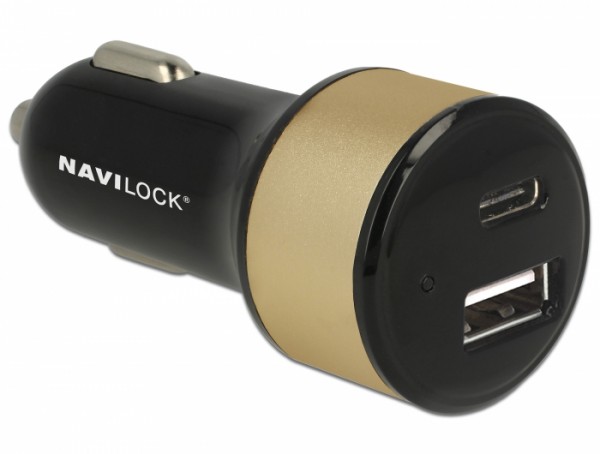 Kfz Ladeadapter 1 x USB Type-C™ + 1 x USB Typ-A, Navilock® [63069]