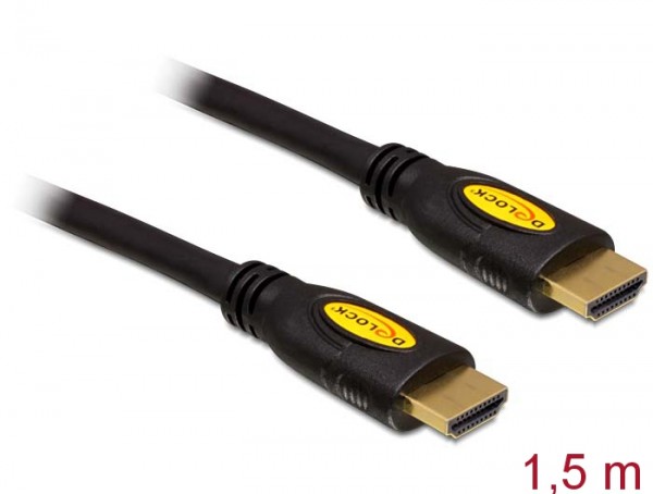 Kabel High Speed HDMI mit Ethernet, A Stecker an A Stecker, 4K, schwarz, 1,5m, Delock® [83738]
