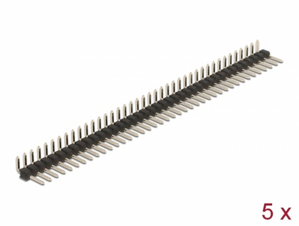 Stiftleiste 40 Pin, Rastermaß 2,54 mm, 1-reihig, gewinkelt, 5 Stück, Delock® [66697]