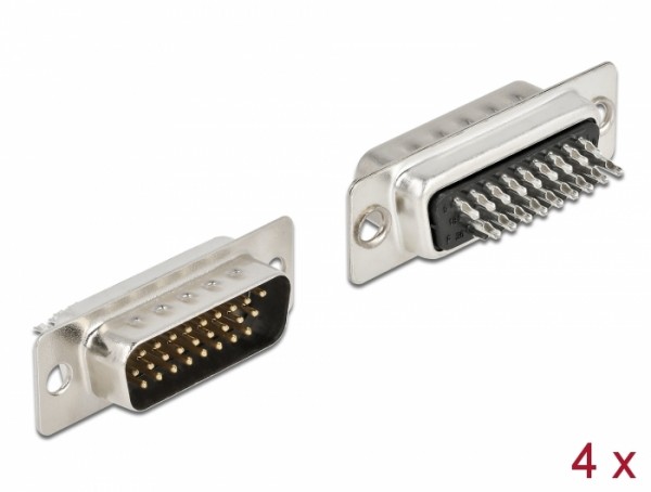 D-Sub HD 26 Pin Stecker Metall, Lötversion, 4 Stück, Delock® [66706]