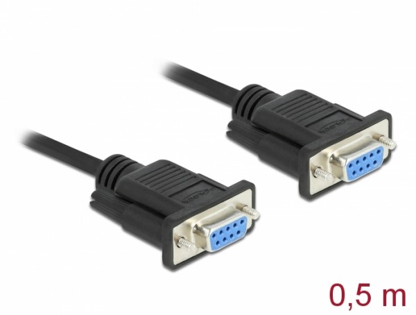 Seriell Kabel RS-232 D-Sub9 Buchse zu Buchse Nullmodem mit schmalem Steckergehäuse 0,5 m, Delock® [86614]