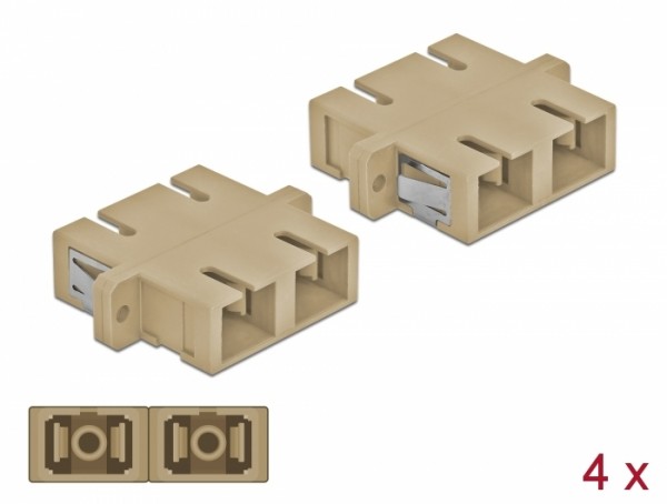 LWL Kupplung SC Duplex Buchse zu SC Duplex Buchse Multimode 4 Stück beige, Delock® [85996]