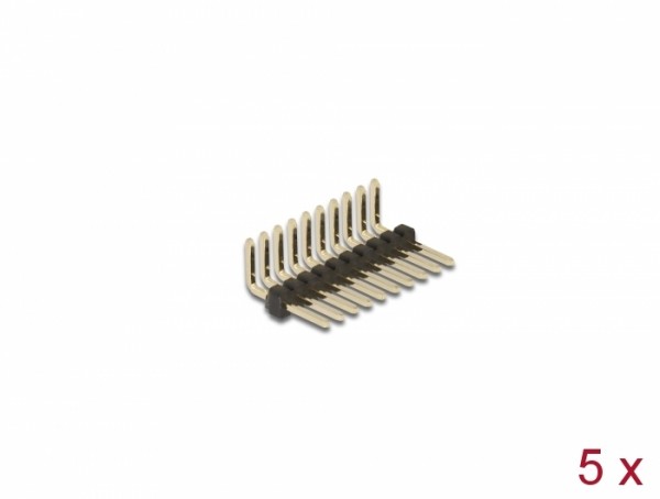 Stiftleiste 10 Pin, Rastermaß 1,27 mm, 1-reihig, gewinkelt, 5 Stück, Delock® [66689]