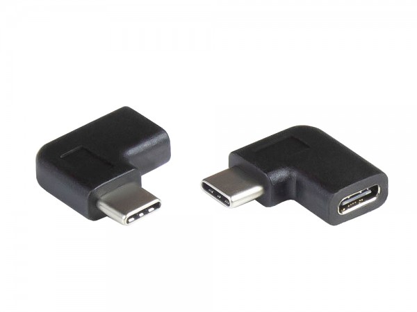 Adapter USB 3.0 / USB 3.1 (Gen. 1) USB-C™ Stecker an USB-C™ Buchse, 90° nach rechts/links gewinkelt, schwarz, Good Connections®