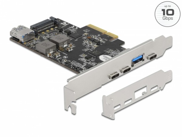 PCI Express x4 Karte zu 3 x USB Type-C™ + 2 x USB Typ-A - SuperSpeed USB 10 Gbps - Low Profile Formfaktor, Delock® [90060]