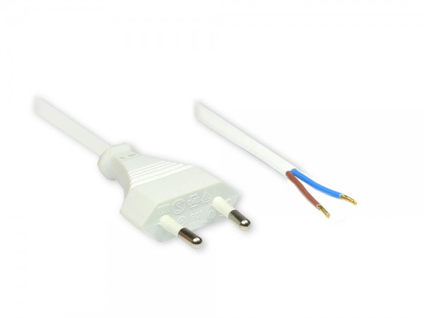 Euro-Netzkabel mit abisolierten Enden, weiss, 1,5m, Good Connections®