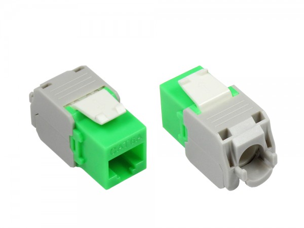 KeyStone RJ45 Jack, Cat. 6a, ungeschirmt, 500MHz, weiß/grün