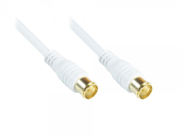 F-Quick SAT Antennenkabel, F-Quick Stecker beidseitig (vergoldet), 2x geschirmt (80 dB / 75 Ohm), CCS, weiß, 1,5m, Good Connections®