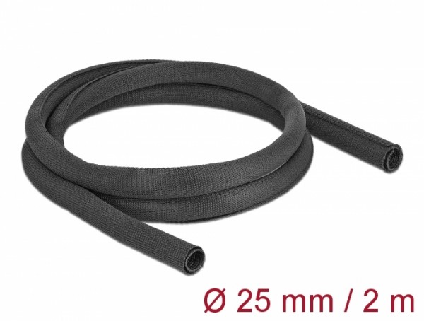 Gewebeschlauch selbstschließend hitzebeständig 2 m x 25 mm schwarz, Delock® [19181]