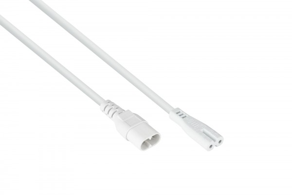 kabelmeister® Euro-Verlängerung Stecker C8 (gerade) an Buchse C7 / Euro 8 (gerade), weiß, 0,75mm², 1m