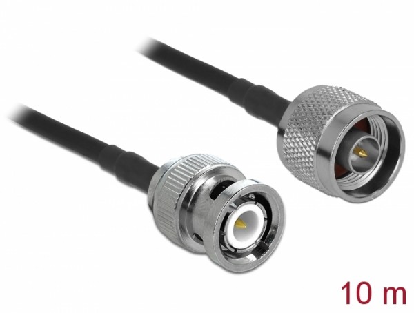Antennenkabel N Stecker an BNC Stecker LMR195, schwarz, 10 m, Delock® [90425]
