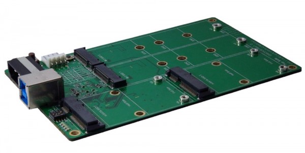 USB 3.1 (Gen.2) zu 2 x M.2 NFGG & mSATA SSD Karte, RAID 0/1 mit Anschluss B-Buchse, Exsys® [EX-3673]