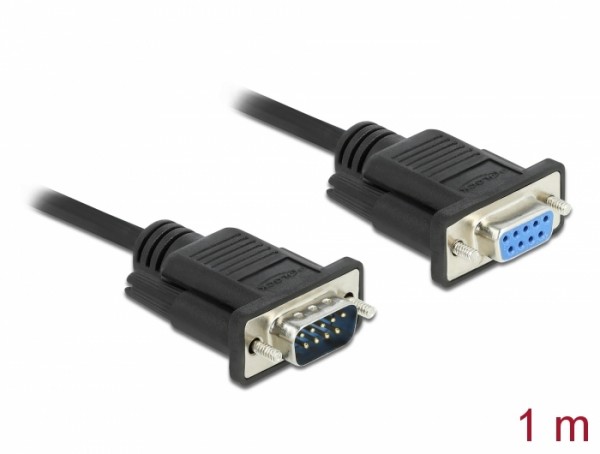 Seriell Kabel RS-232 D-Sub9 Stecker zu Buchse mit schmalem Steckergehäuse 1 m, Delock® [86578]