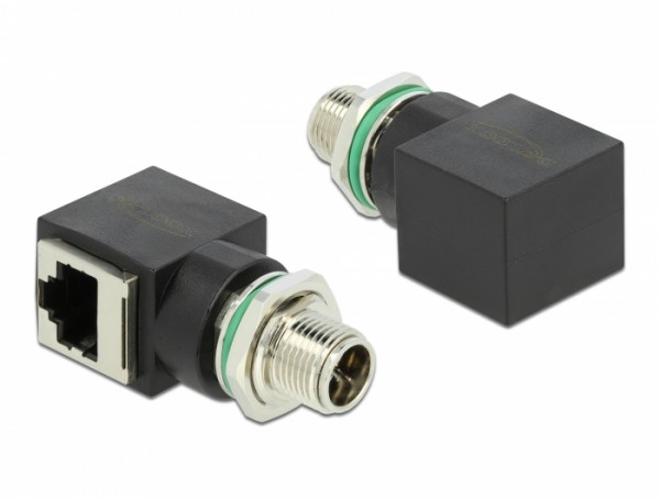 Netzwerkadapter M12 8 Pin X-kodiert Stecker zu RJ45 Buchse, Delock® [66565]