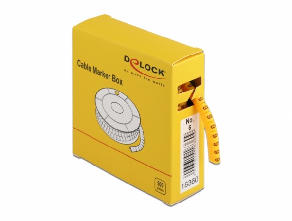 Kabelmarker Box, Nr: 6, gelb, 500 Stück, Delock® [18360]