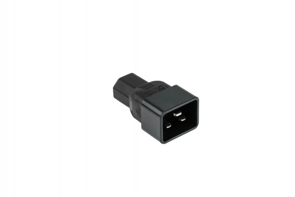 kabelmeister® Stromadapter Kaltgeräte-Stecker C20 (gerade) an Kaltgeräte-Buchse C13 (gerade), schwarz