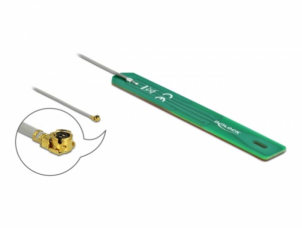 LPWAN Antenne 880 - 960 MHz MHF® I Stecker 2 dBi 1.13 7,5 cm PCB intern Klebemontage , Delock® [12692]