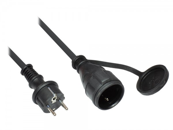 Schutzkontaktverlängerung Stecker an Buchse Typ F, Schutzart IP44, schwarz, 5m, Good Connections®