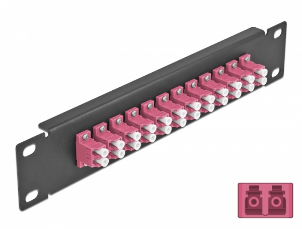 10? LWL Patchpanel 12 Port LC Duplex violett 1 HE schwarz, Delock® [66769]