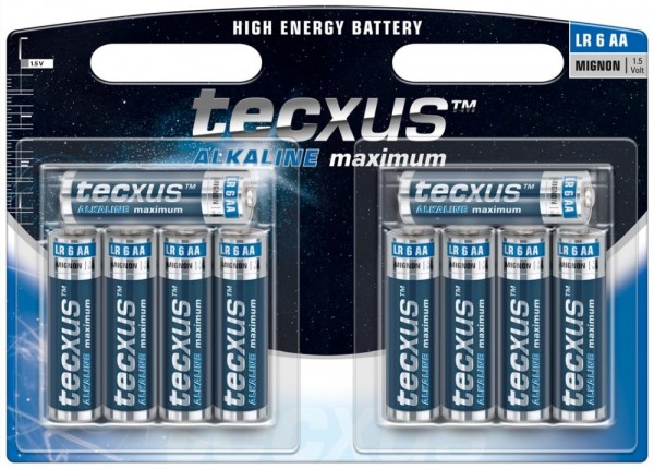 Tecxus® Batterie (High Energy) Alkali Mignon LR 6 (AA) 1,5V, 8erPack in Blister (2 for free)