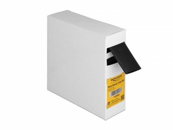 Schrumpfschlauch Box, mit Innenkleber, Schrumpfungsrate 3:1, 5 m x 25,4 mm schwarz, Delock® [19996]