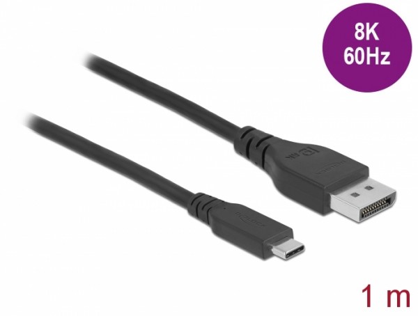 Bidirektionales USB Type-C™ zu DisplayPort Kabel (DP Alt Mode) 8K 60 Hz 1 m DP 8K zertifiziert, Delock® [86038]