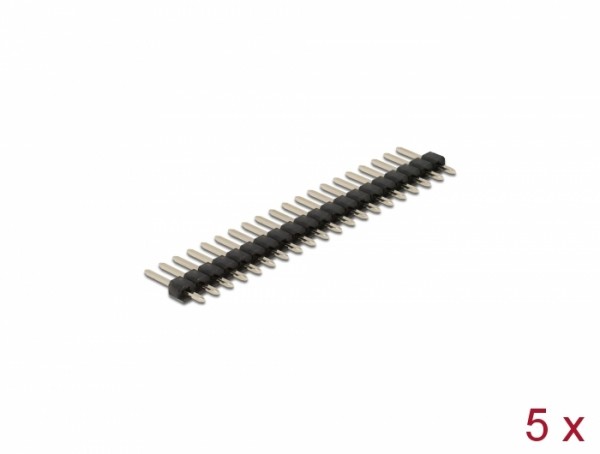 Stiftleiste 20 Pin, Rastermaß 2,54 mm, 1-reihig, gerade, 5 Stück, Delock® [66693]