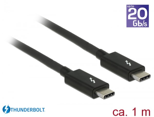Thunderbolt 3 (20 Gb/s) USB-C™ Kabel Stecker an Stecker, passiv, 5A, schwarz, 1,0m, Delock® [84845]