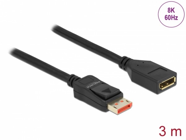 DisplayPort Verlängerungskabel 8K 60 Hz, schwarz, 3 m, Delock® [87072]