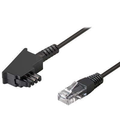 TAE Anschlußkabel DSL / VDSL, TAE-F Stecker an Westernstecker 8P2C, 6m, schwarz, Good Connections®