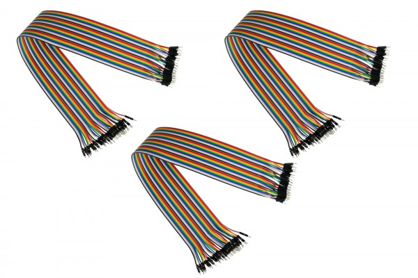 kabelmeister® Jumper Wire 40-Pin trennbare Adern für Arduino, Raspberry Pi etc., Stecker an Stecker, 3er-Set, 20cm