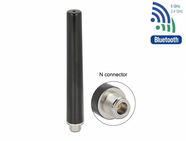 Dualband WLAN WiFi 6 Antenne N Buchse 4 - 6 dBi 16,55 cm omnidirektional starr outdoor schwarz, Delock® [12701]