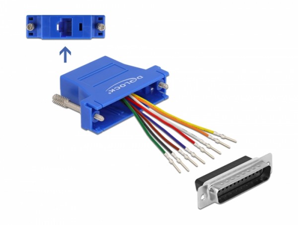 D-Sub 25 Pin Stecker zu RJ45 Buchse Montagesatz blau, Delock® [66648]