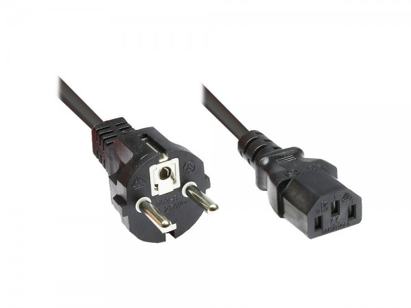 Netzkabel Schutzkontakt-Stecker gerade an Kaltgeräte-Buchse gerade, Typ F an C13, 1,5m, Good Connections®