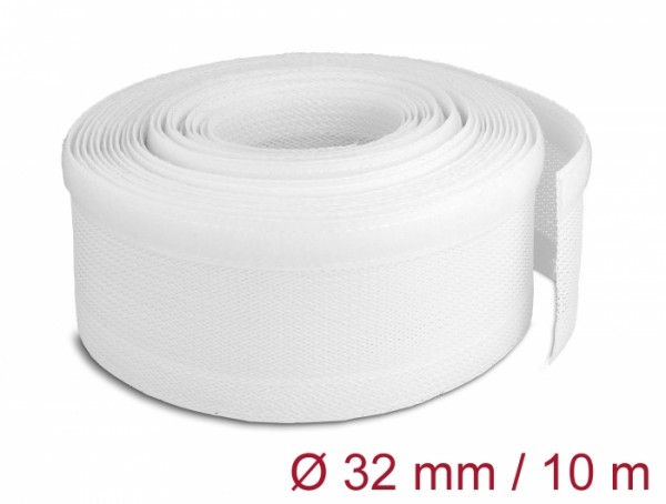 Geflechtschlauch mit Klettverschluss 10 m x 32 mm weiß, Delock® [20820]